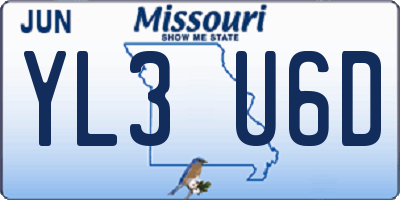 MO license plate YL3U6D