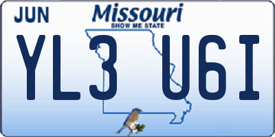 MO license plate YL3U6I