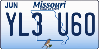 MO license plate YL3U6O