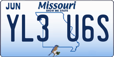 MO license plate YL3U6S