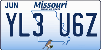 MO license plate YL3U6Z
