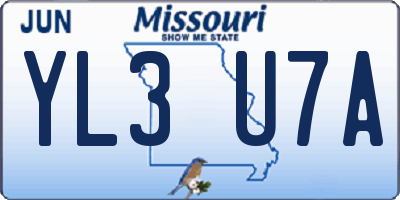 MO license plate YL3U7A