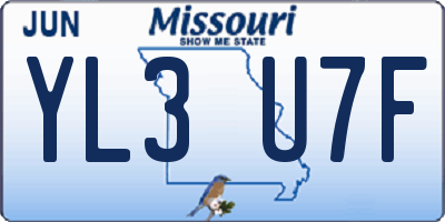 MO license plate YL3U7F
