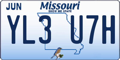 MO license plate YL3U7H