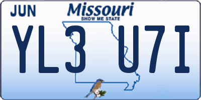 MO license plate YL3U7I