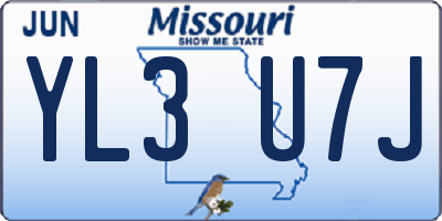 MO license plate YL3U7J