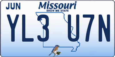 MO license plate YL3U7N