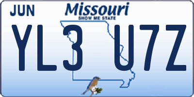 MO license plate YL3U7Z