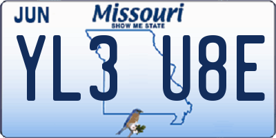 MO license plate YL3U8E