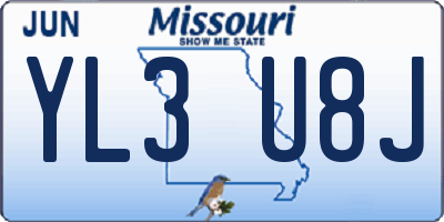 MO license plate YL3U8J