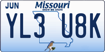 MO license plate YL3U8K