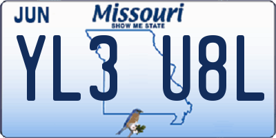 MO license plate YL3U8L