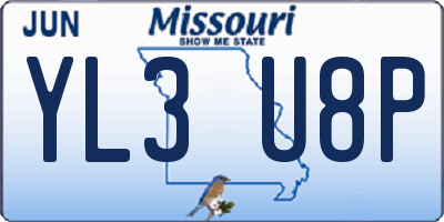 MO license plate YL3U8P
