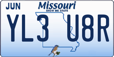 MO license plate YL3U8R