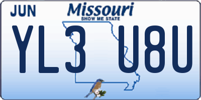 MO license plate YL3U8U
