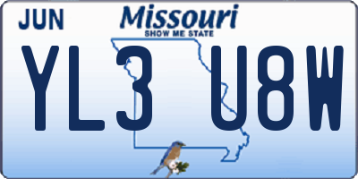 MO license plate YL3U8W