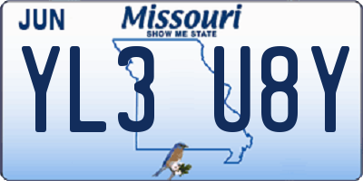 MO license plate YL3U8Y