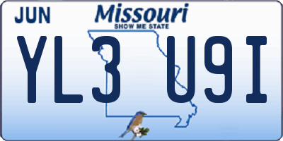 MO license plate YL3U9I