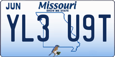 MO license plate YL3U9T