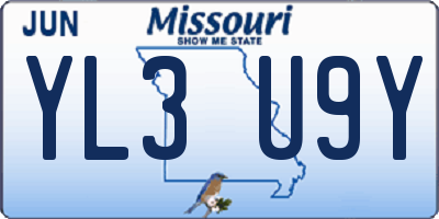 MO license plate YL3U9Y