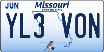 MO license plate YL3V0N