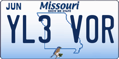 MO license plate YL3V0R