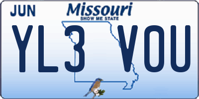 MO license plate YL3V0U