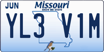 MO license plate YL3V1M