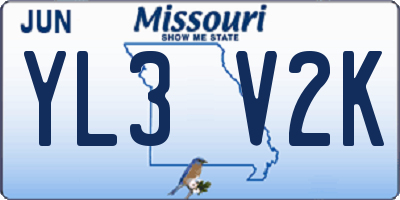MO license plate YL3V2K