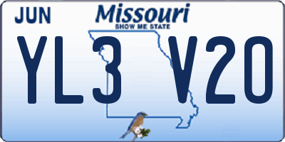 MO license plate YL3V2O