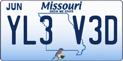 MO license plate YL3V3D