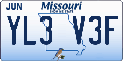 MO license plate YL3V3F