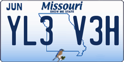 MO license plate YL3V3H