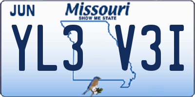MO license plate YL3V3I