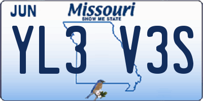 MO license plate YL3V3S