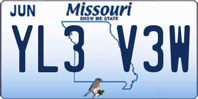 MO license plate YL3V3W