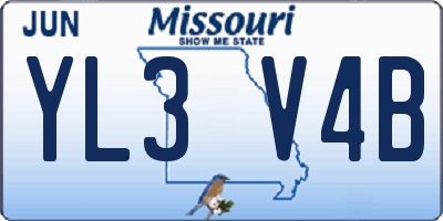 MO license plate YL3V4B