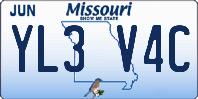 MO license plate YL3V4C