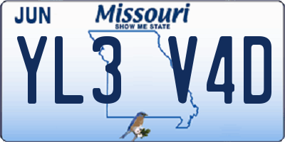 MO license plate YL3V4D