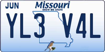 MO license plate YL3V4L