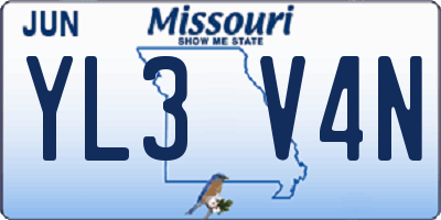MO license plate YL3V4N