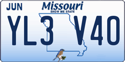 MO license plate YL3V4O