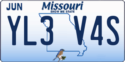 MO license plate YL3V4S