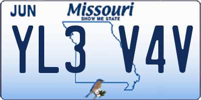 MO license plate YL3V4V
