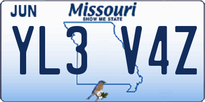 MO license plate YL3V4Z