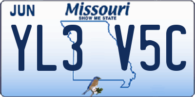 MO license plate YL3V5C