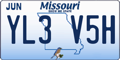 MO license plate YL3V5H