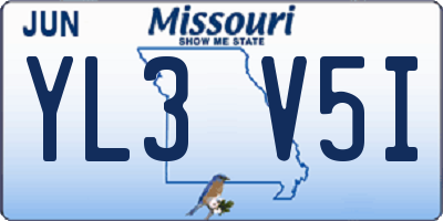 MO license plate YL3V5I