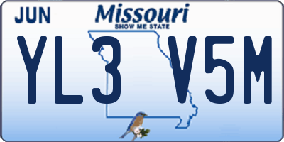 MO license plate YL3V5M