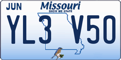 MO license plate YL3V5O